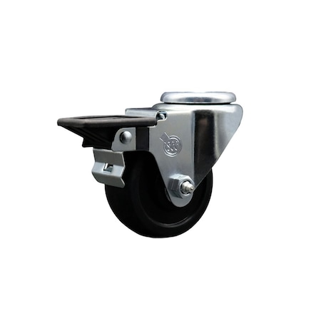 Service Caster 3'' Soft Rubber Wheel Swivel Bolt Hole Caster with Posi Lock Brake SCC-BH20S314-SRS-PLB